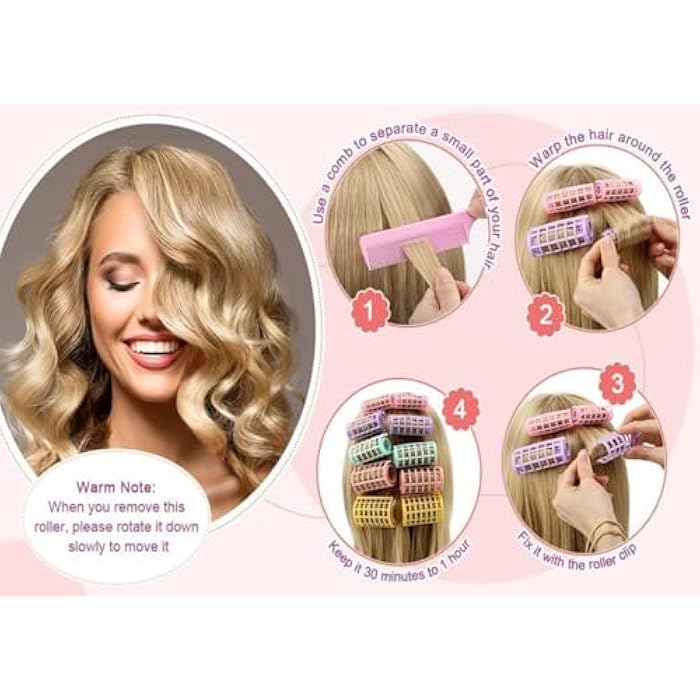 2 PCS Hair Rollers Snap-On Self Grip Curlers – No Heat Hair Styling Rollers for Curling & Adding Volume – DIY Hairdressing Curlers for Short & Long Hair – Easy to Use Salon Tools for Women & Girls - Image 3